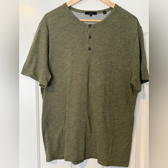 Vince Men’s Henley T-Shirt XL Olive Green Slub Knit Made in Peru - Picture 3 of 9